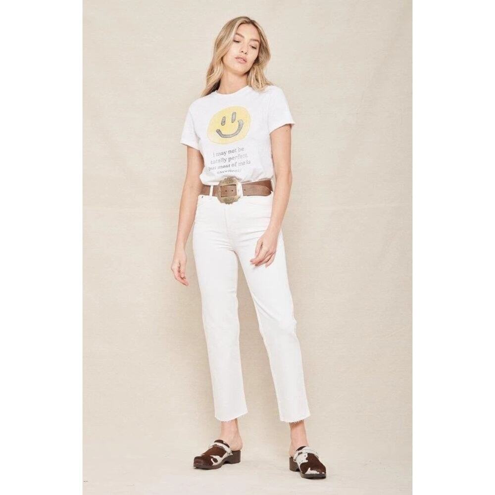 Re/Done Orginals 90s High Rise Ankle Crop Jeans Vintage White Raw Hem Size 27